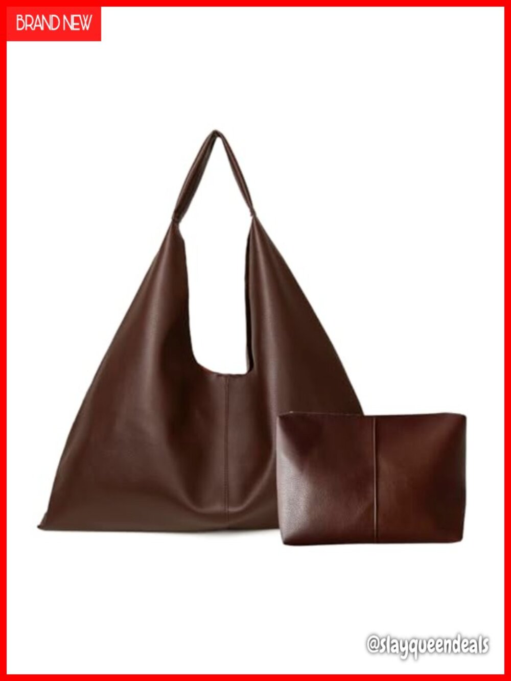 Large Vegan Leather Tote Bag Hobo Shoulder Work Bag